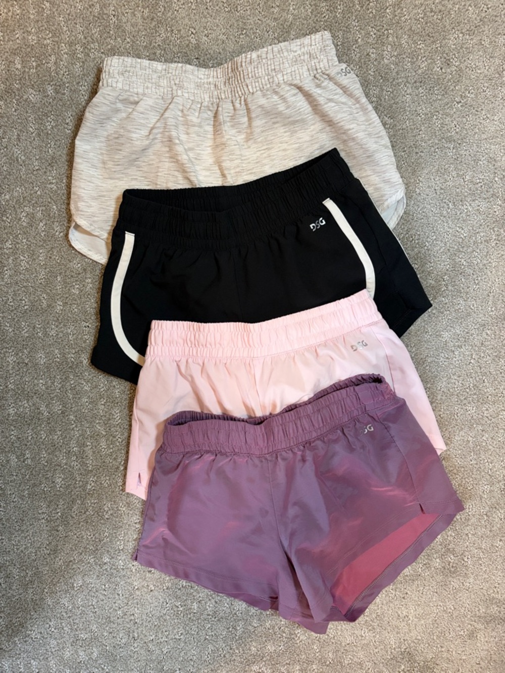 DSG Girls Athletic Shorts — Black, Light Pink, Mauve, Heather Gray